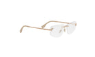 A pair of gold-colored rimmed glasses with a sleek, modern design.