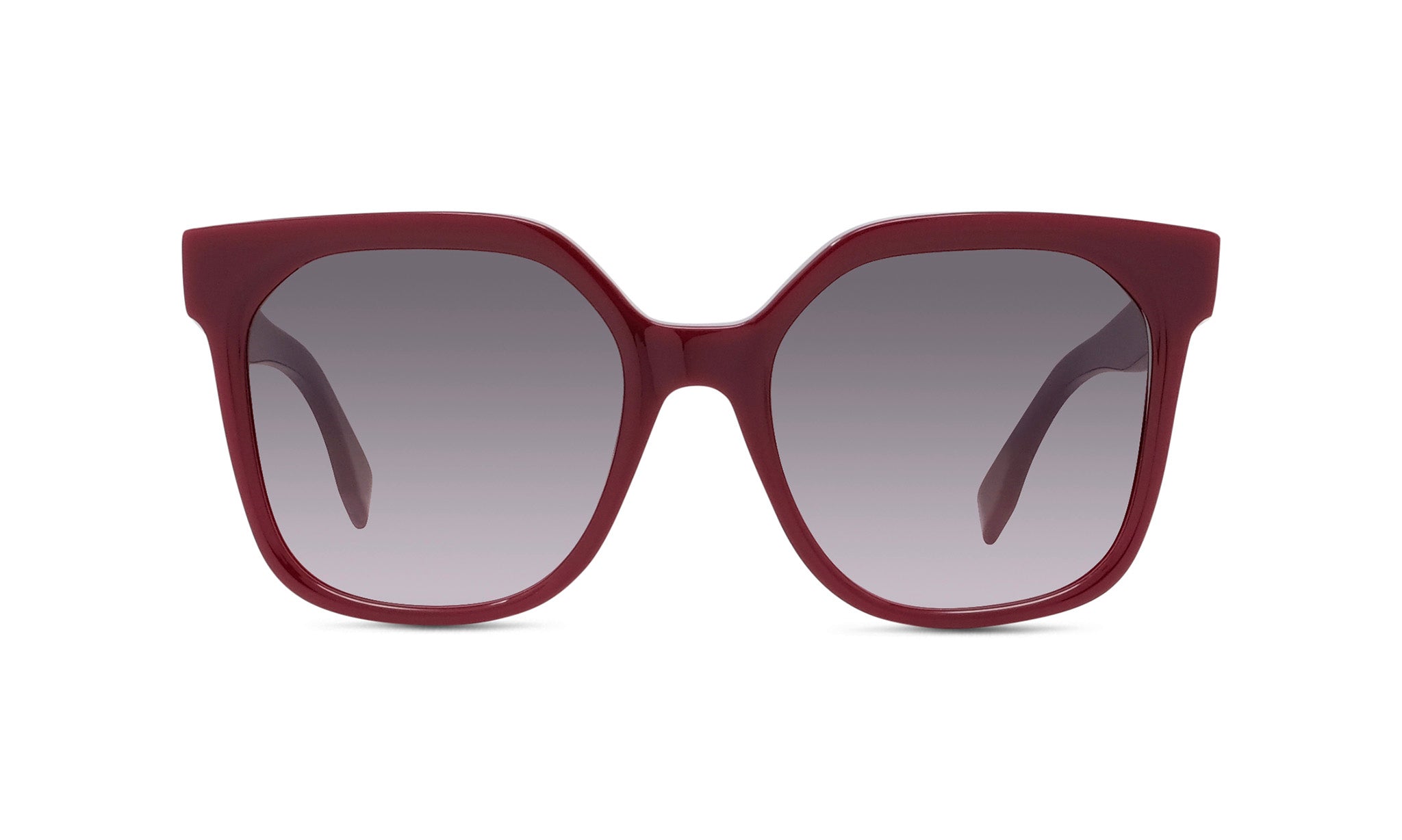 A pair of red-framed sunglasses with dark lenses.
