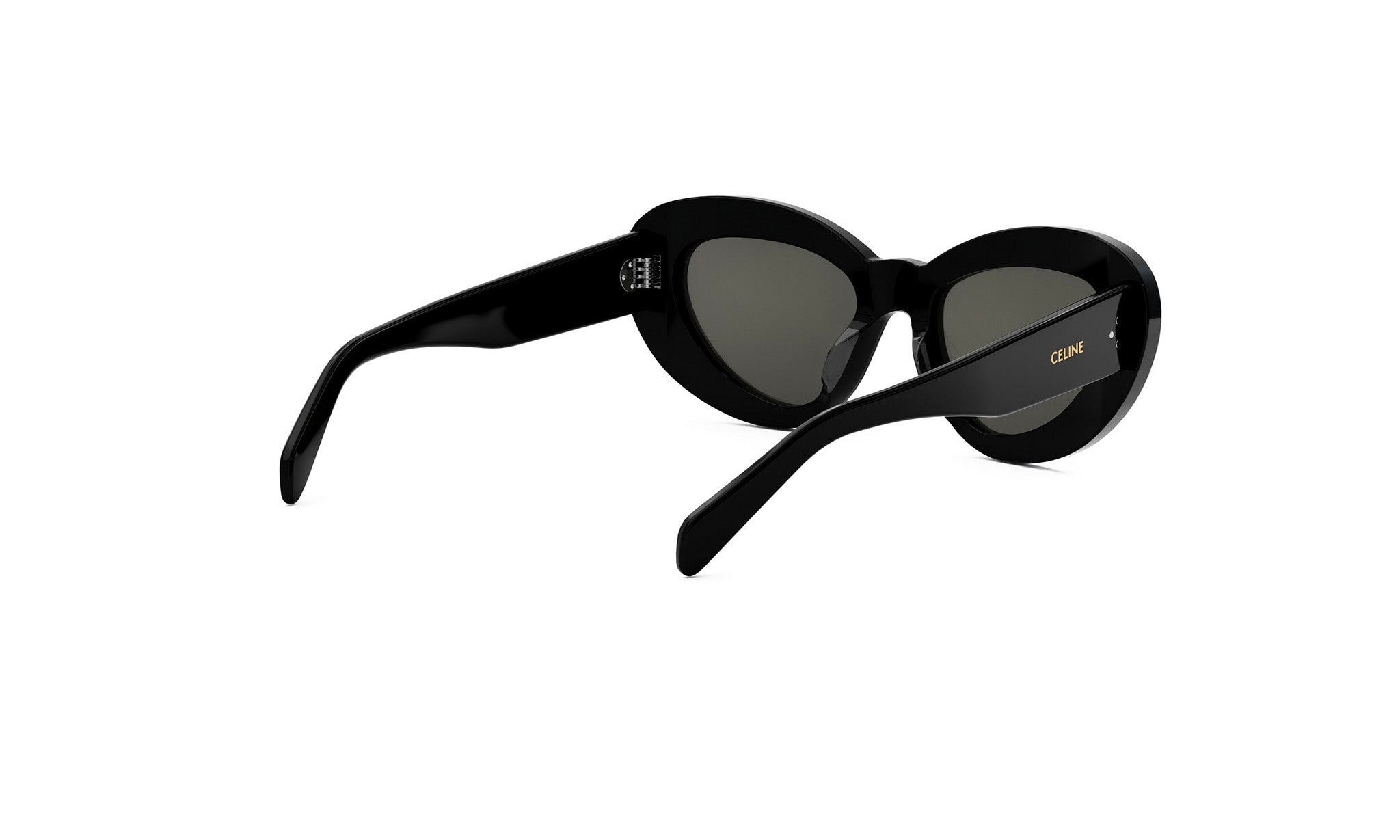 A pair of black sunglasses with a sleek, modern design.