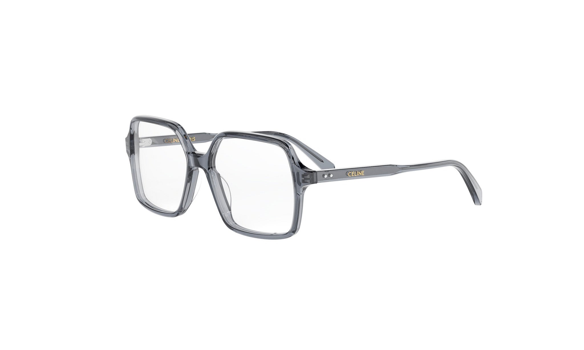 A pair of stylish, square-framed glasses with a sleek, modern design.