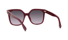 A pair of burgundy-colored sunglasses with a gradient lens design.