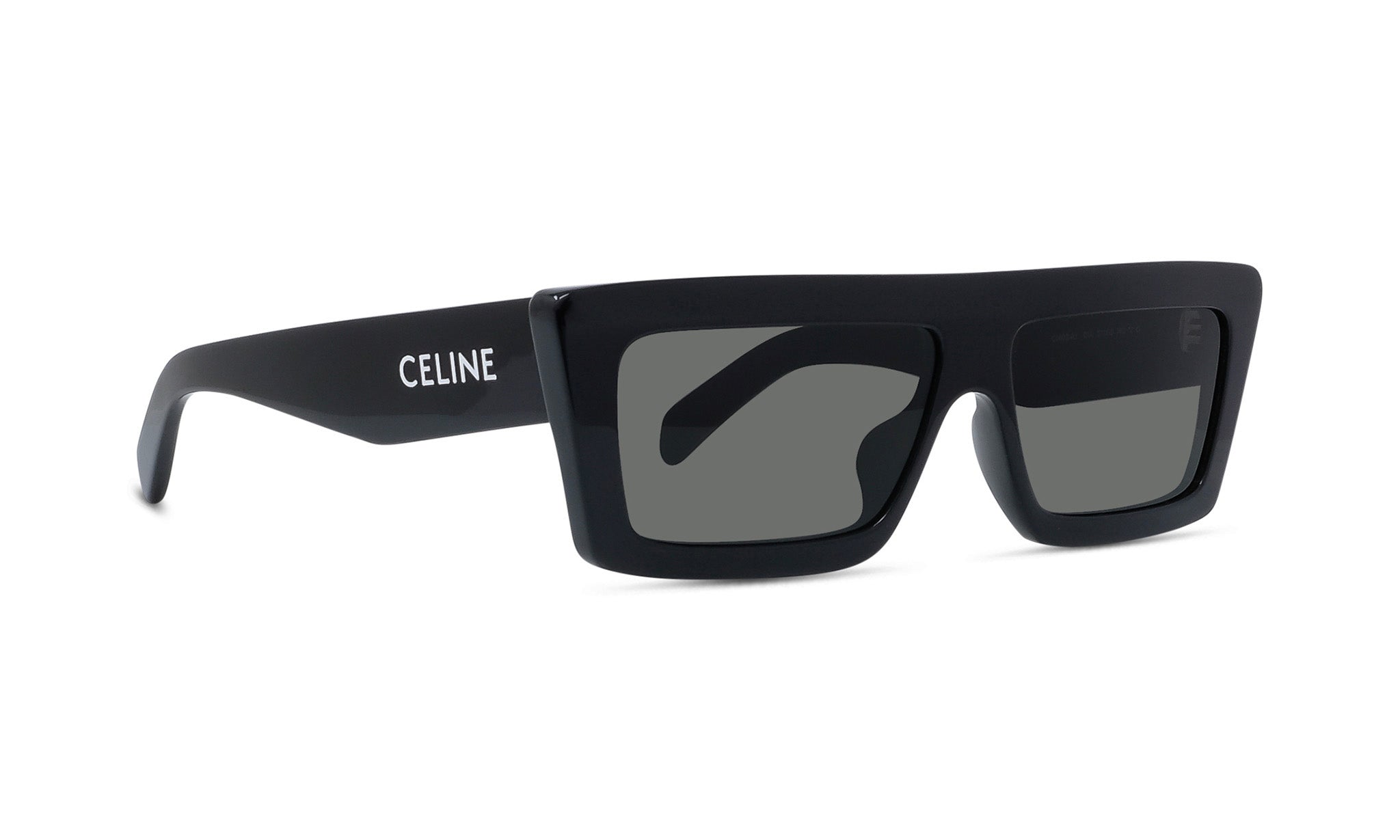 A pair of black sunglasses with the Celine logo on the frame.