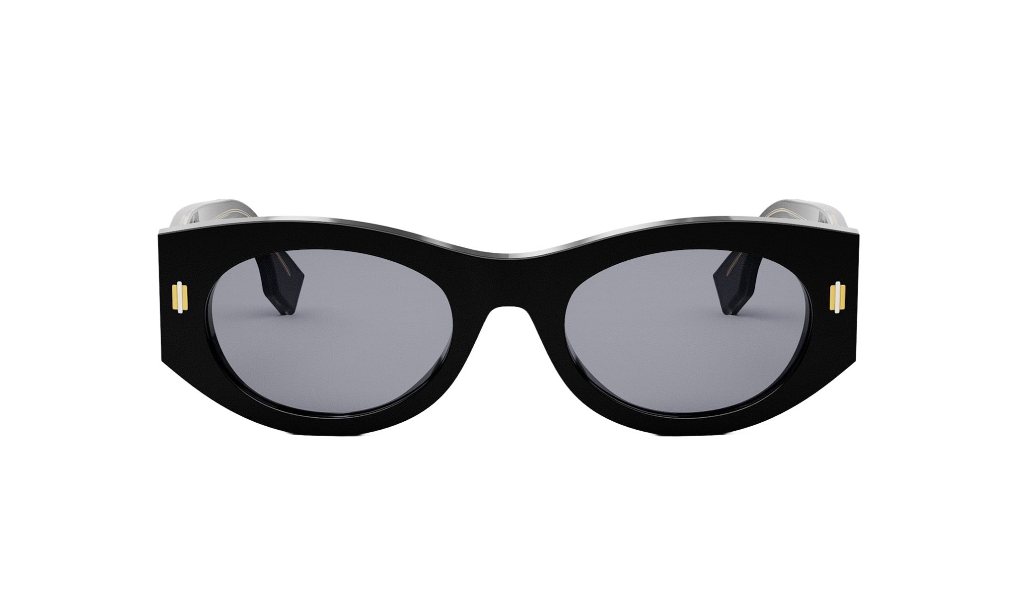 A pair of black sunglasses with a sleek, modern design.