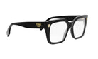 A pair of black Fendi glasses with gold accents.