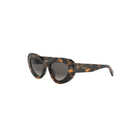 A pair of tortoiseshell sunglasses with a dark frame and dark lenses.