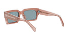 A pair of pink-framed sunglasses with dark lenses.