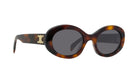 A pair of stylish sunglasses with a tortoiseshell frame and dark lenses.