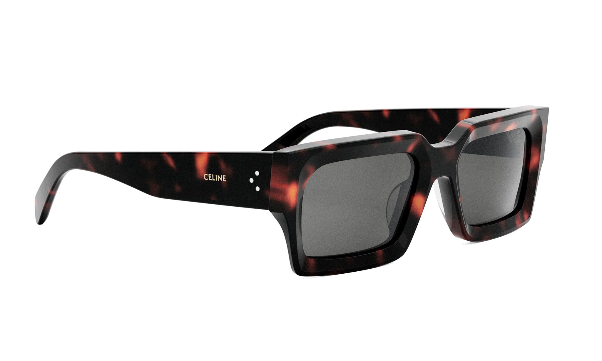 A pair of stylish sunglasses with a dark tortoise shell frame and dark lenses.