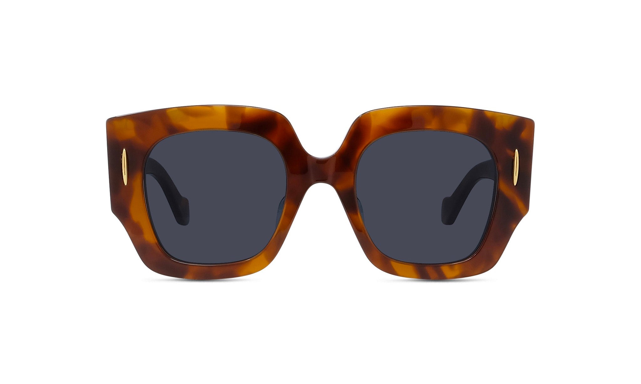 A pair of brown-framed sunglasses with dark lenses.