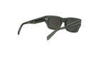 A pair of dark green sunglasses with a sleek, modern design.