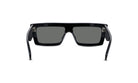A pair of black rectangular sunglasses with dark lenses.