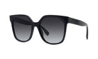 A pair of black sunglasses with the Fendi logo on the frame.