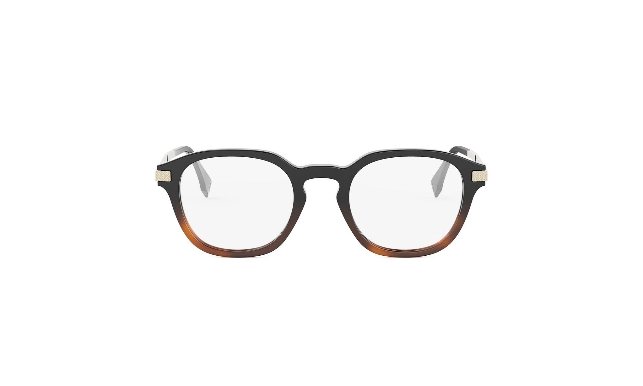 A pair of stylish, black-framed glasses with a brown tint.