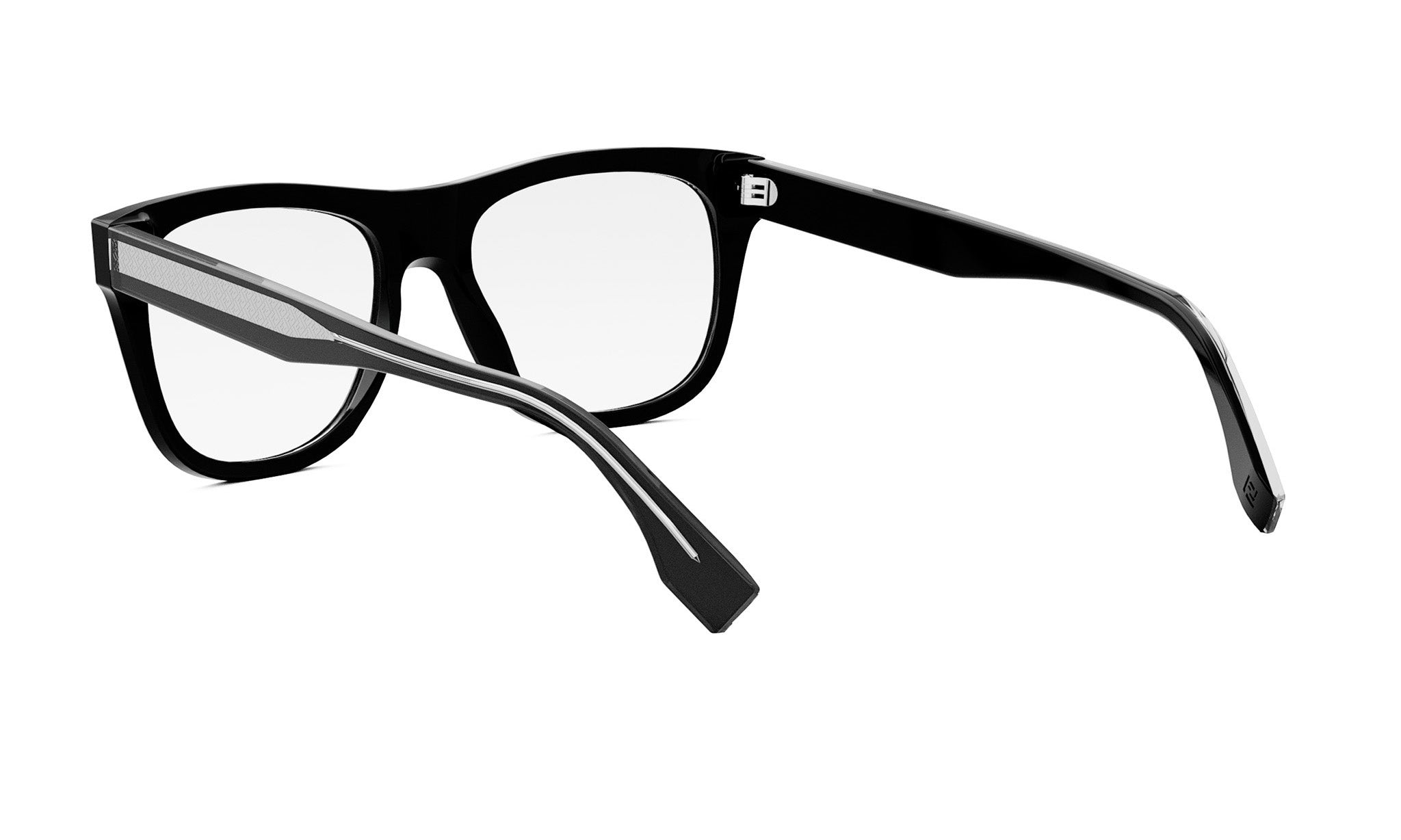 A pair of black-framed glasses with a sleek, modern design.