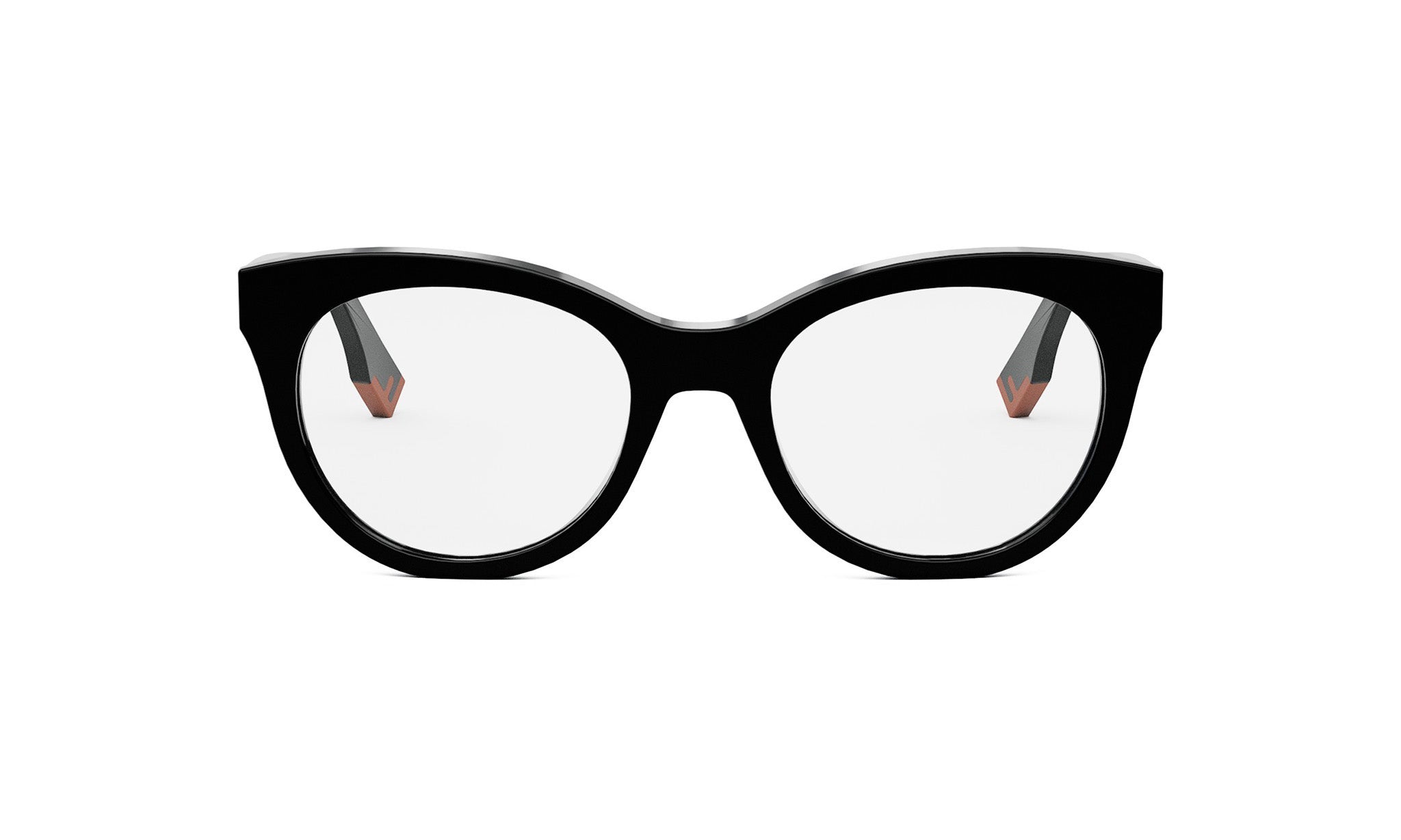 A pair of black cat-eye framed glasses with a sleek, modern design.