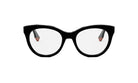 A pair of black cat-eye framed glasses with a sleek, modern design.