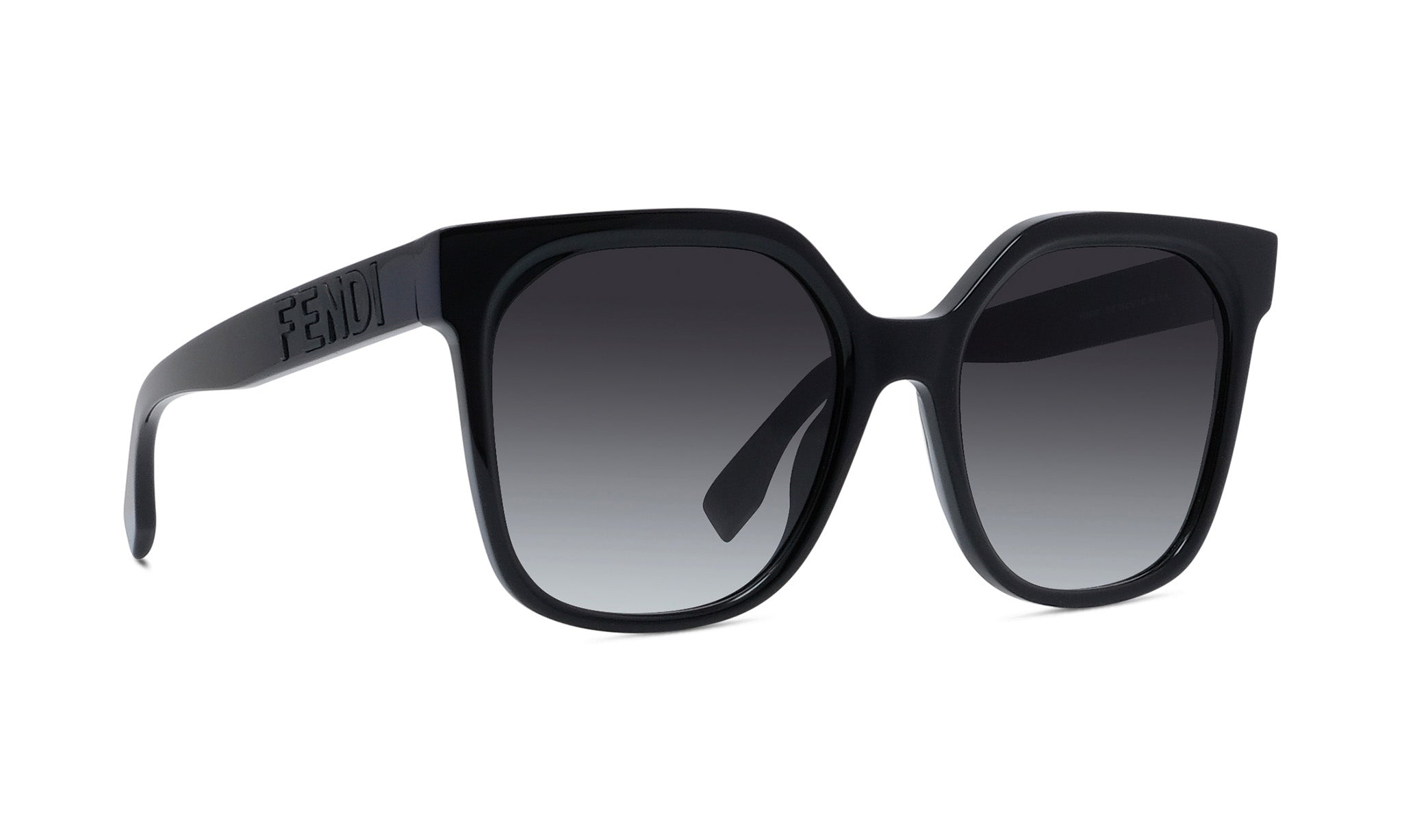 A pair of black sunglasses with a gradient lens design.
