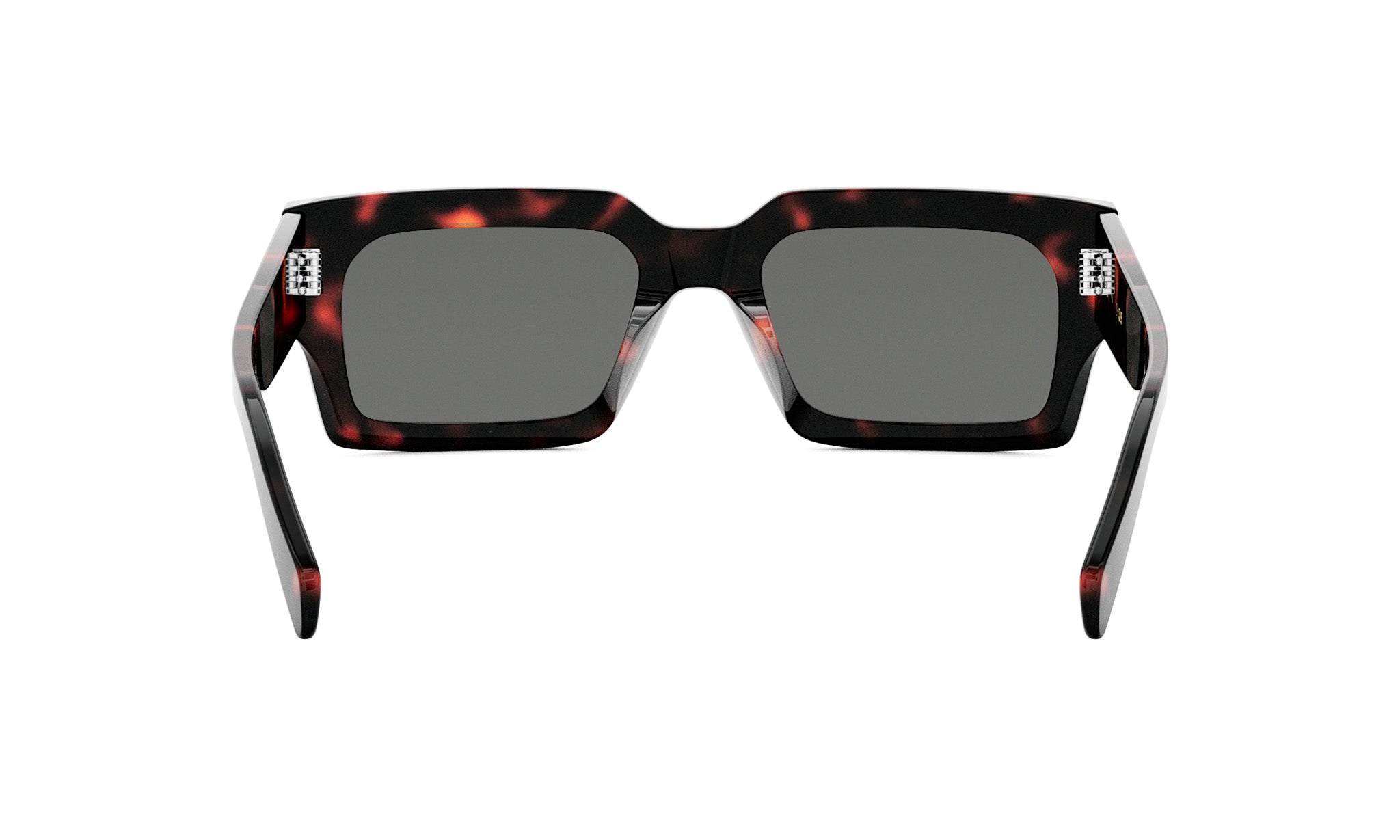 A pair of dark-framed sunglasses with a tortoiseshell pattern and dark lenses.