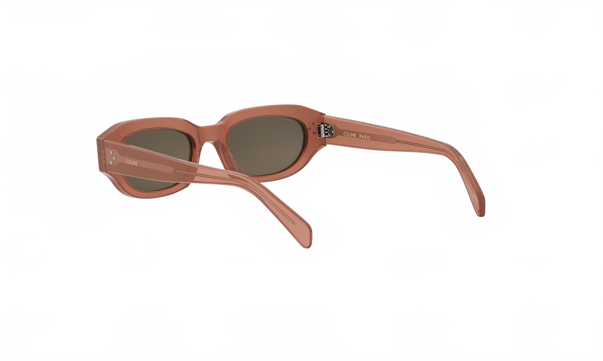 A pair of brown-tinted sunglasses with dark lenses.