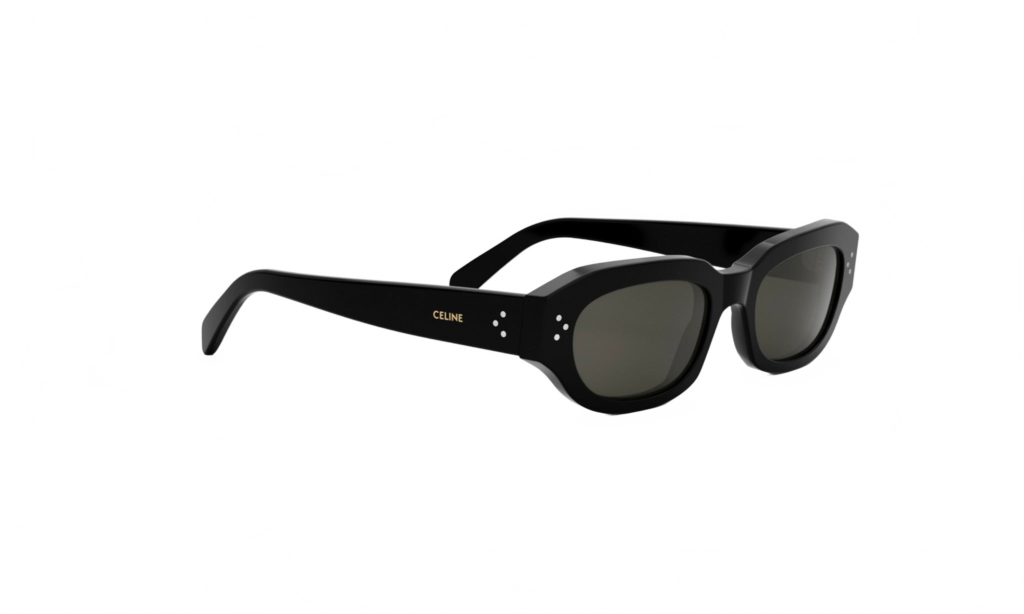 A pair of black sunglasses with a sleek, modern design.