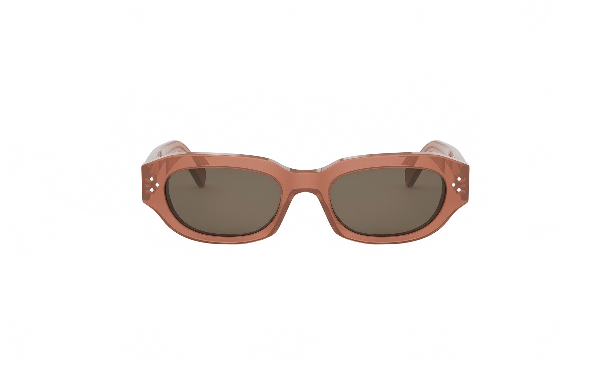 A pair of brown sunglasses with dark lenses.