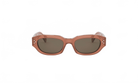 A pair of brown sunglasses with dark lenses.