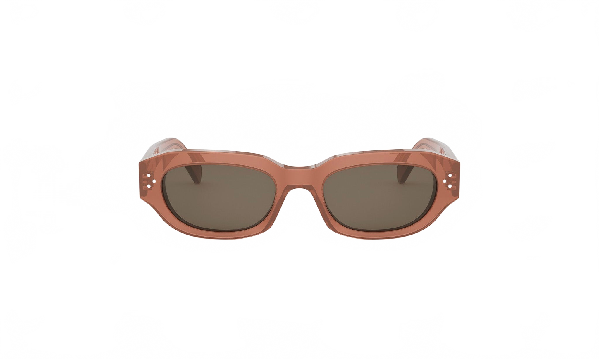 A pair of brown sunglasses with dark lenses.