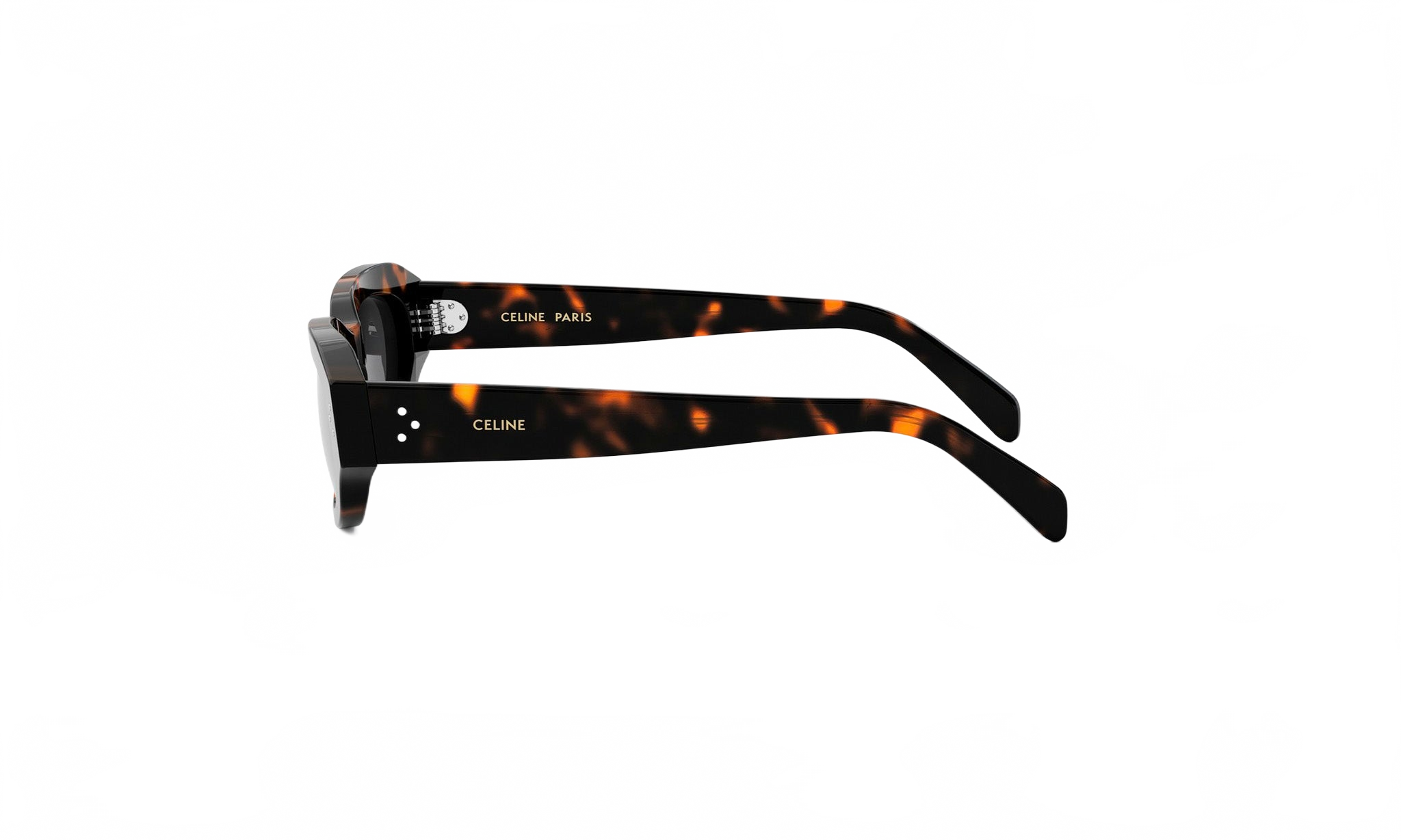 A pair of sunglasses with a tortoiseshell frame and dark lenses.