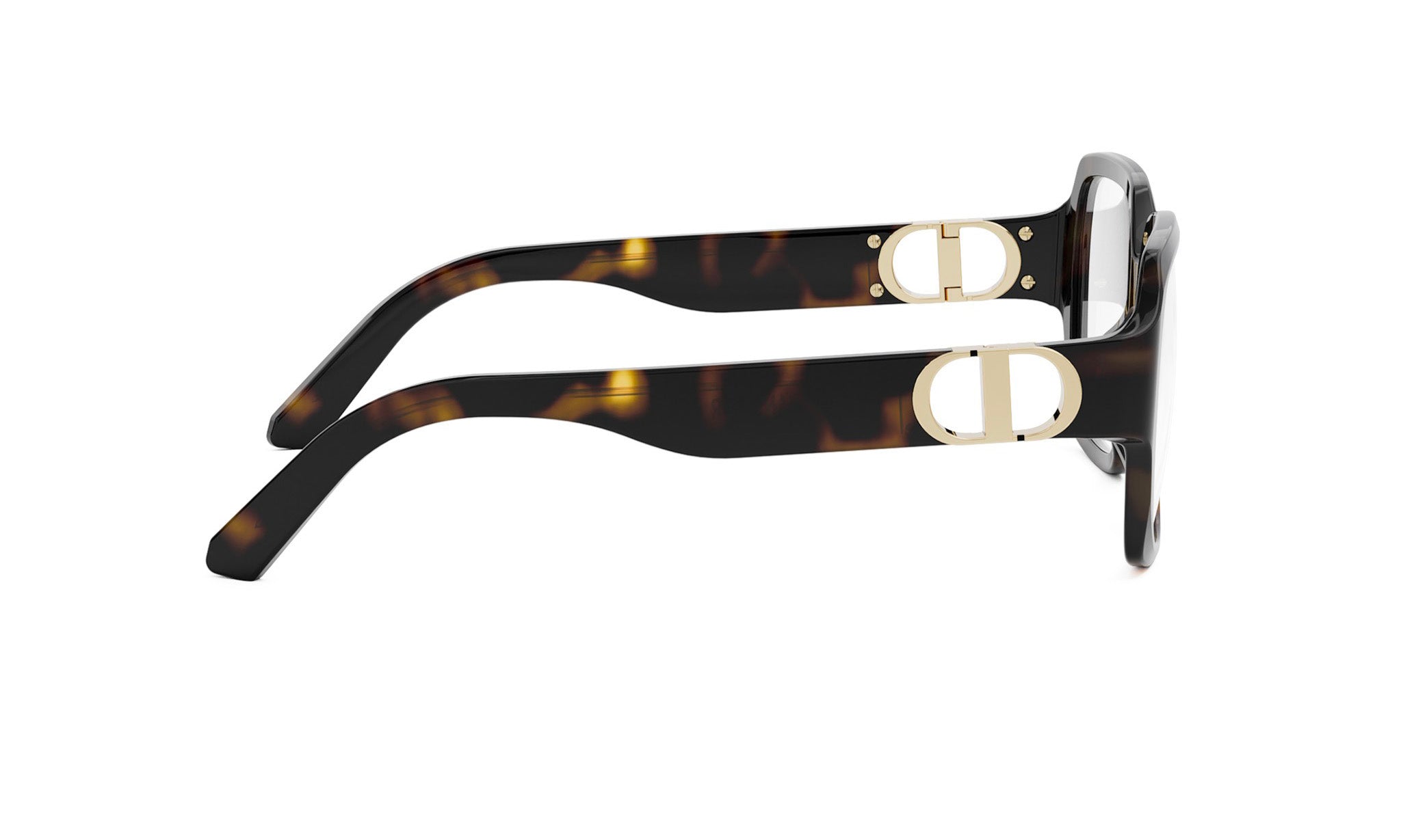 A pair of stylish sunglasses with a tortoiseshell frame and gold-tone accents.