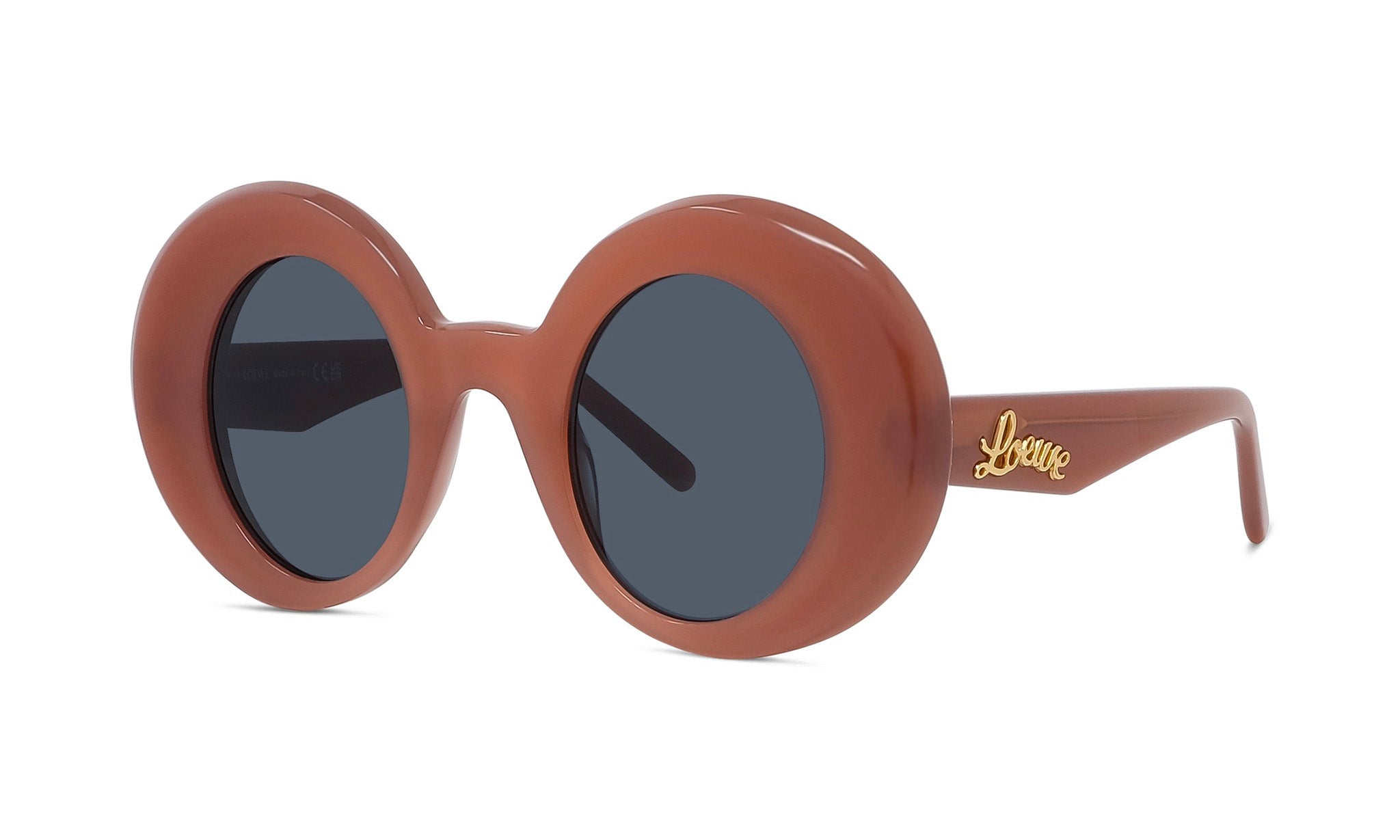 Brown sunglasses with dark lenses.