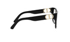 A pair of black-framed sunglasses with gold-colored Dior logos on the temples.