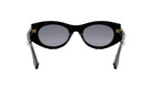 A pair of black sunglasses with gold accents, featuring a sleek and modern design.