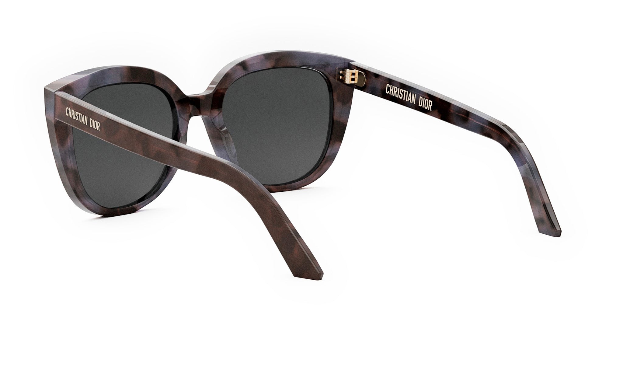 A pair of dark-framed sunglasses with the brand name "CHRISTIAN Dior" printed on the temples.