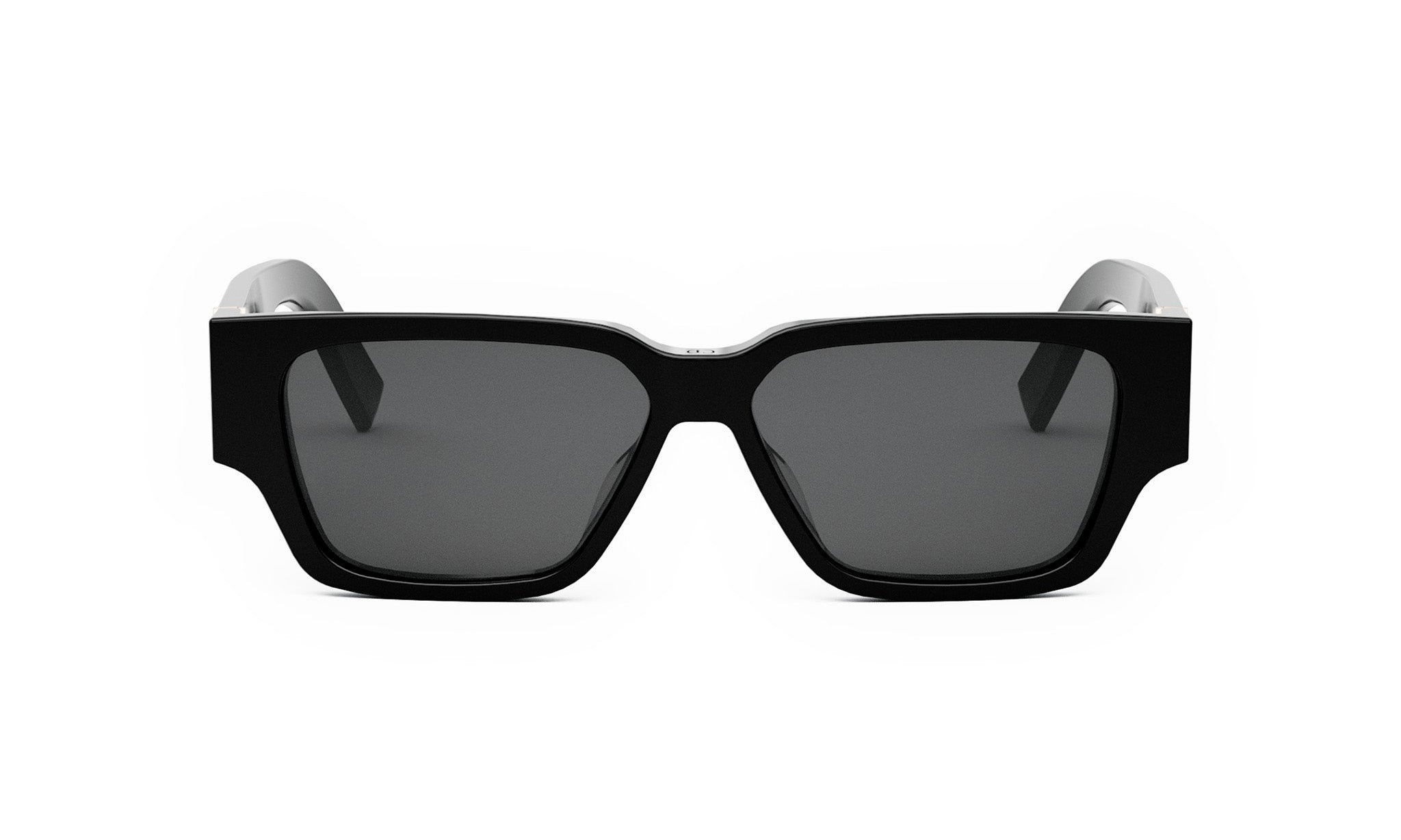 A pair of black rectangular sunglasses with dark lenses.