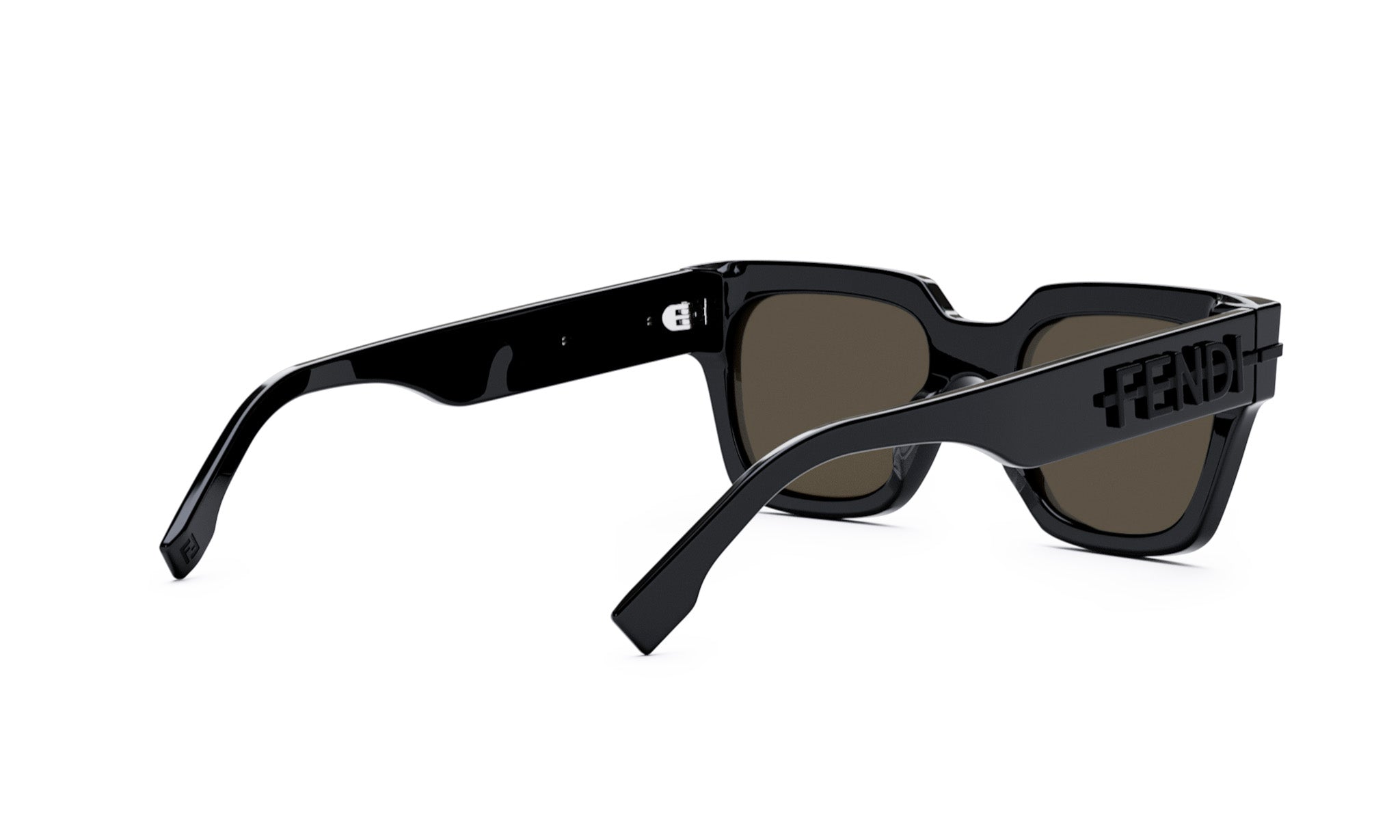 A pair of black sunglasses with a dark frame and dark lenses.