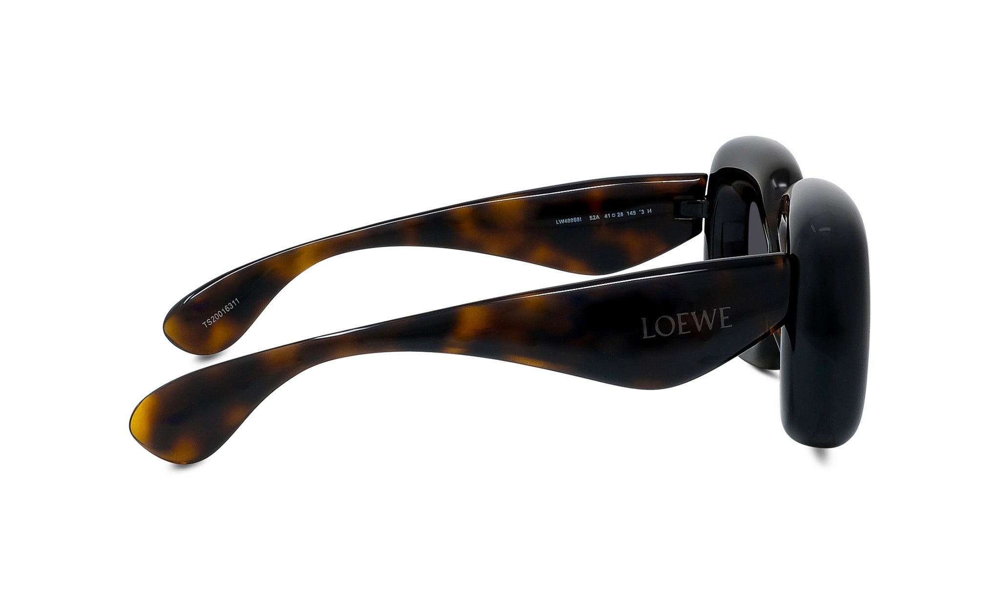 A pair of tortoiseshell sunglasses with the LEWE logo visible on the frame.