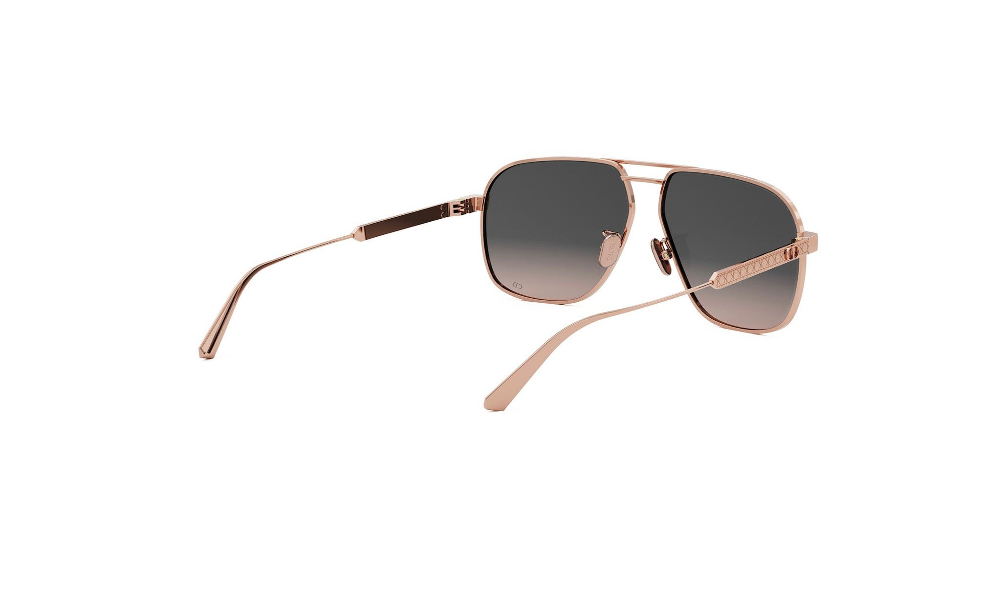 A pair of gold-colored sunglasses with dark lenses.