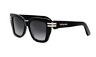 A pair of black Christian Dior sunglasses with gold accents.