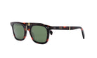 A pair of dark-framed sunglasses with green lenses, featuring a gold-colored frame and the Celine logo.