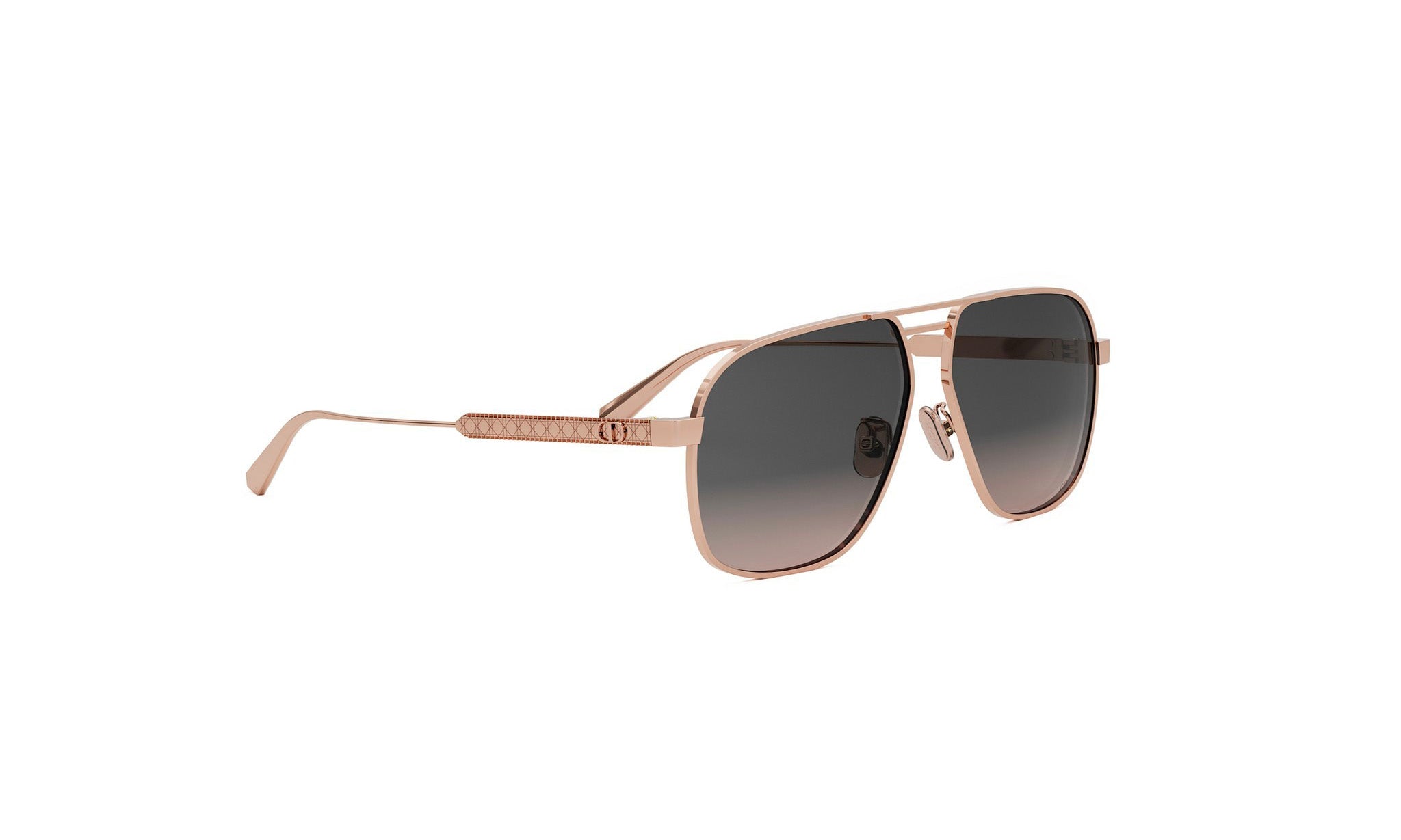 A pair of gold-toned sunglasses with dark lenses.