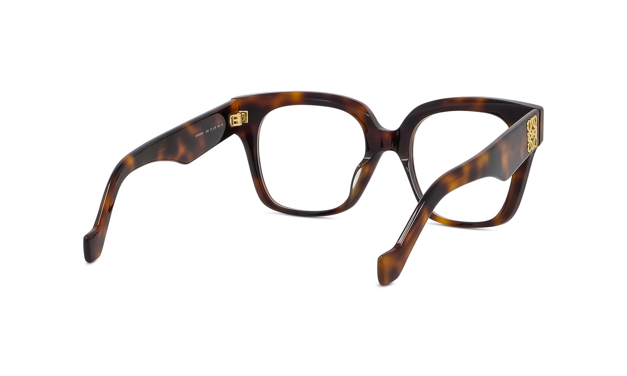 A pair of brown-framed glasses with gold accents, positioned facing forward against a white background.