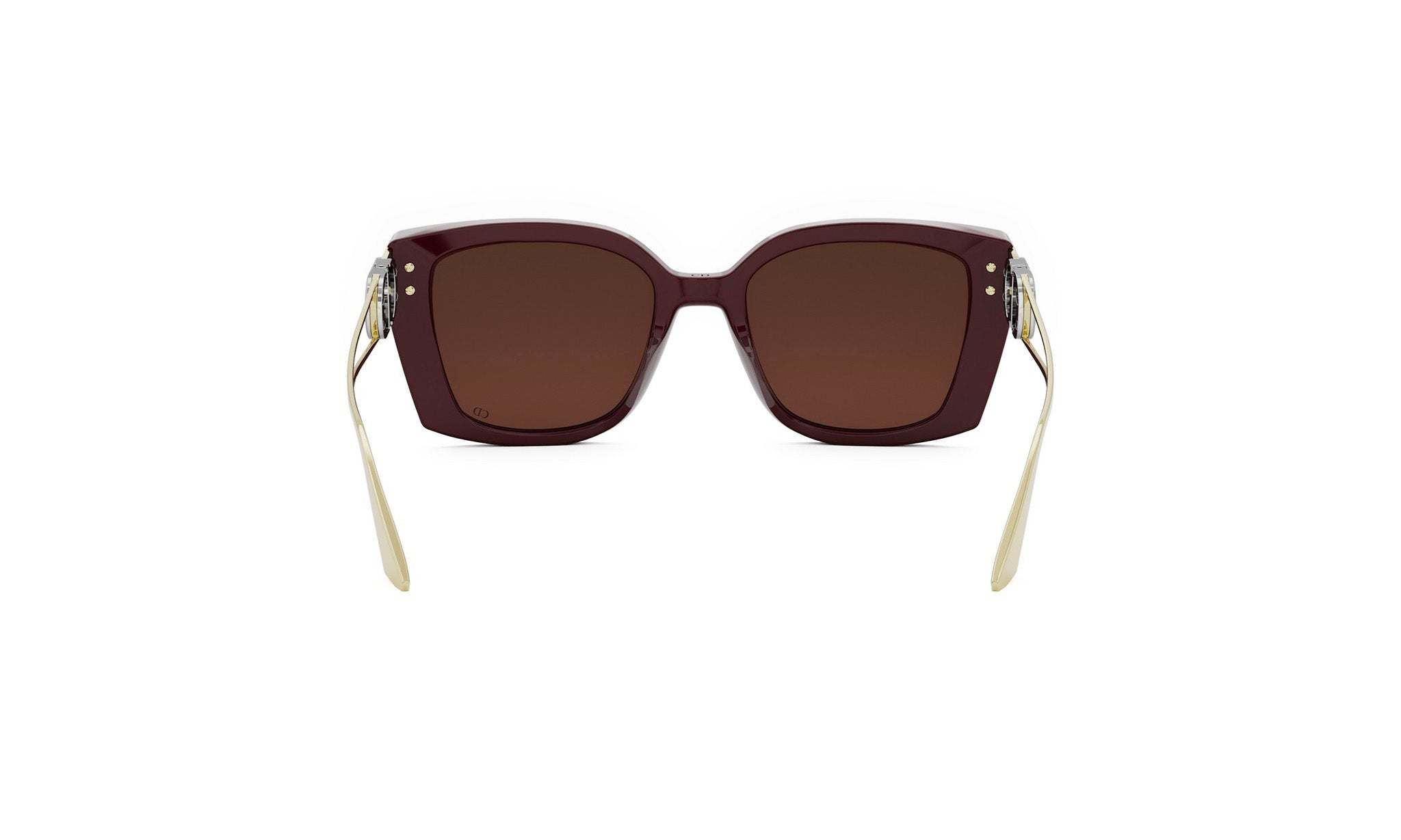 A pair of brown sunglasses with gold accents, featuring a dark frame and dark lenses.