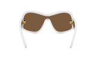 A pair of white sunglasses with brown lenses.