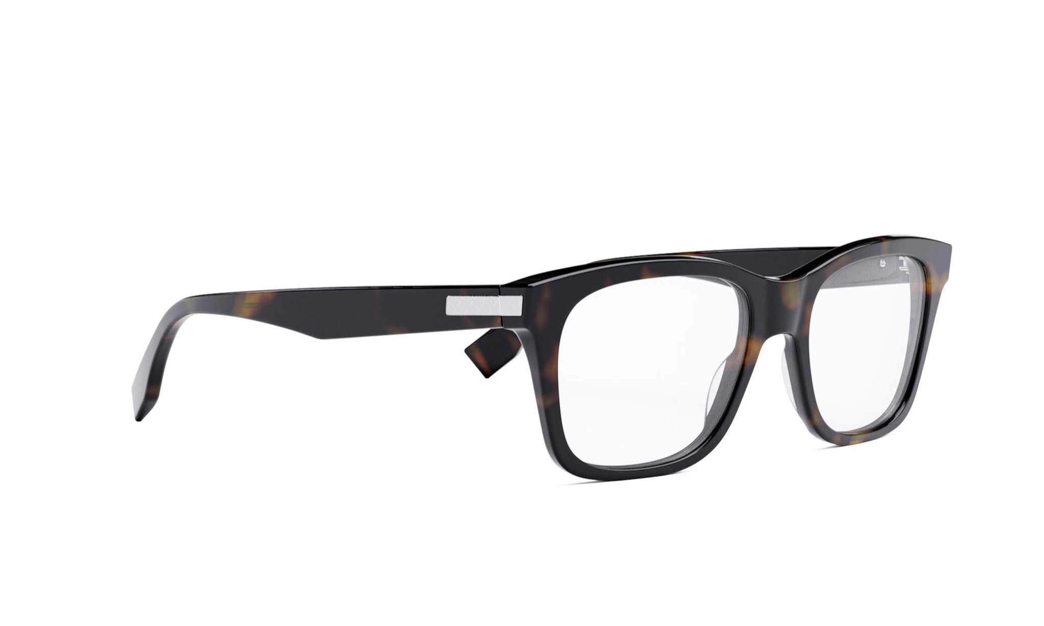 A pair of stylish, tortoiseshell-framed glasses with a sleek, modern design.