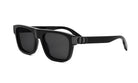 A pair of black sunglasses with a sleek, modern design.
