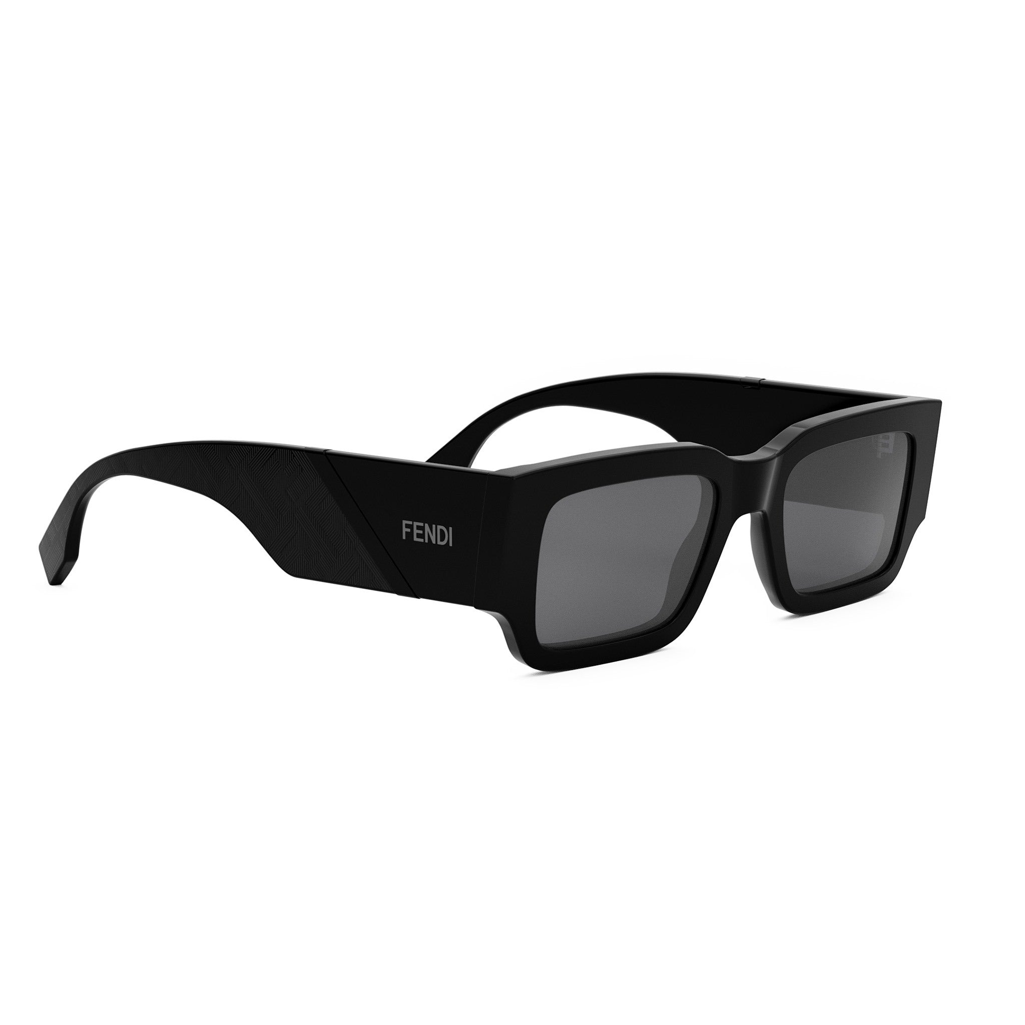 A pair of black Fendi sunglasses with dark lenses.