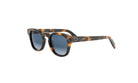 A pair of sunglasses with a tortoiseshell frame and dark lenses.