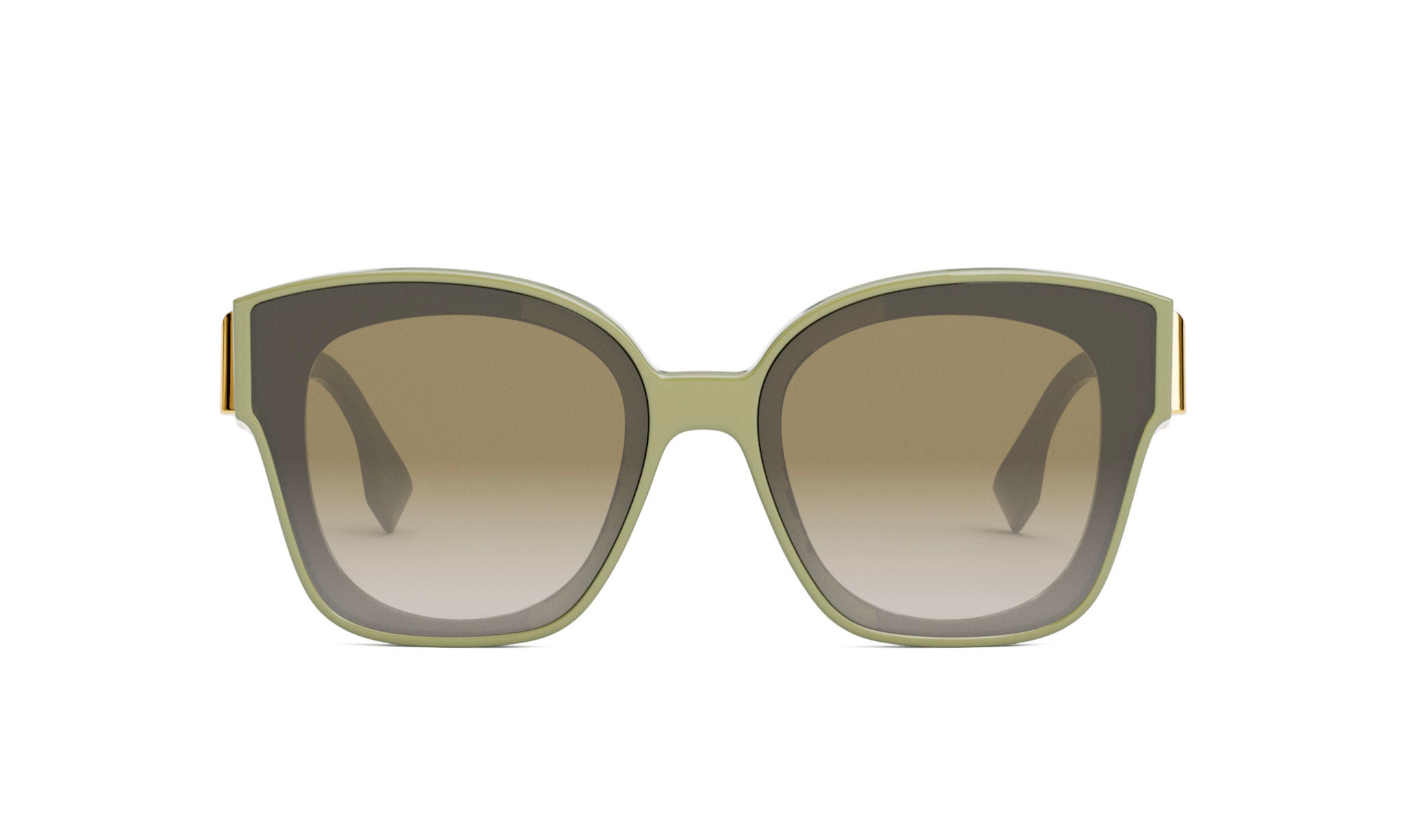 A pair of stylish sunglasses with a dark frame and a lighter frame, featuring a gradient effect that transitions from dark to light.