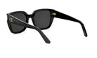 A pair of black sunglasses with gold accents.