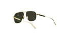 A pair of gold-colored sunglasses with dark lenses.